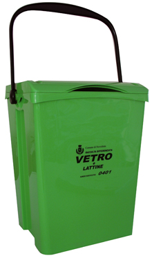 secchiello verde vetro e lattine